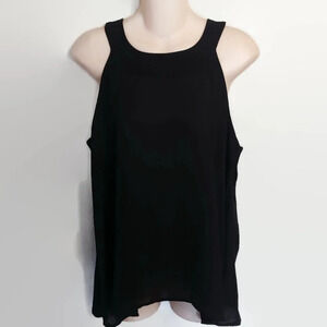14th & Union Black with White Back Sleeveless Sheer Blouse Top Size Women Medium